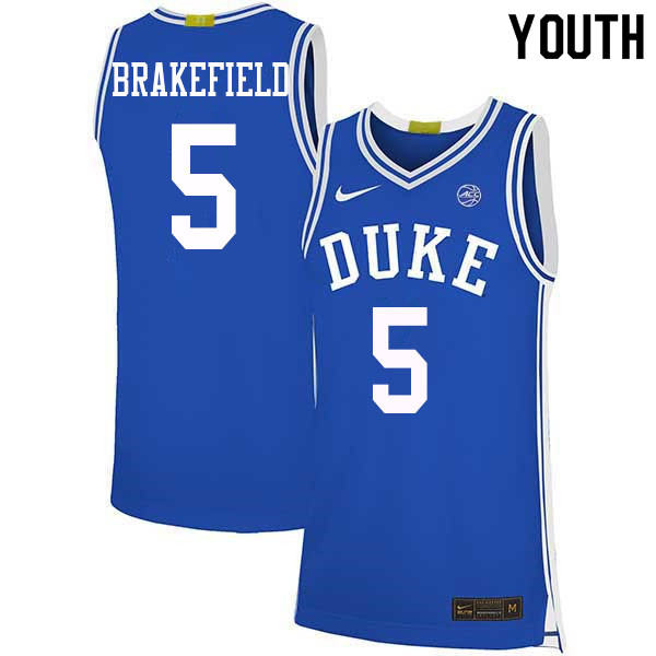 Youth #5 Jaemyn Brakefield Duke Blue Devils College Basketball Jerseys Sale-Blue